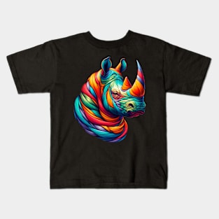 Exquisite rhino Canvas Art - Colorful Rhinoceros Illustration Kids T-Shirt